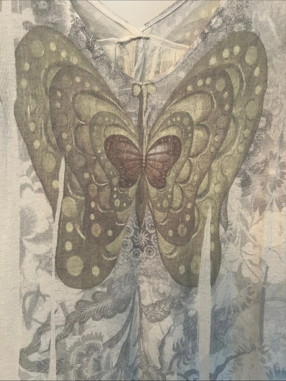 Floral Butterfly Mini Dress/Shirt Muted Colors (vintage rare, great condition)